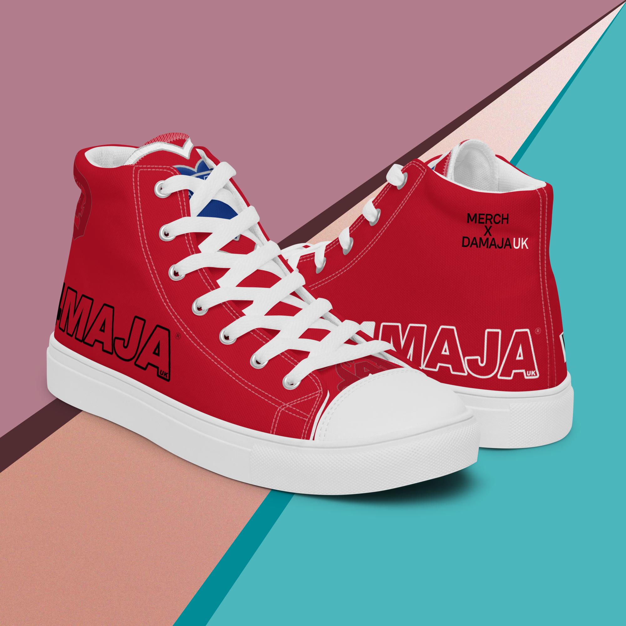 Red canvas sneakers