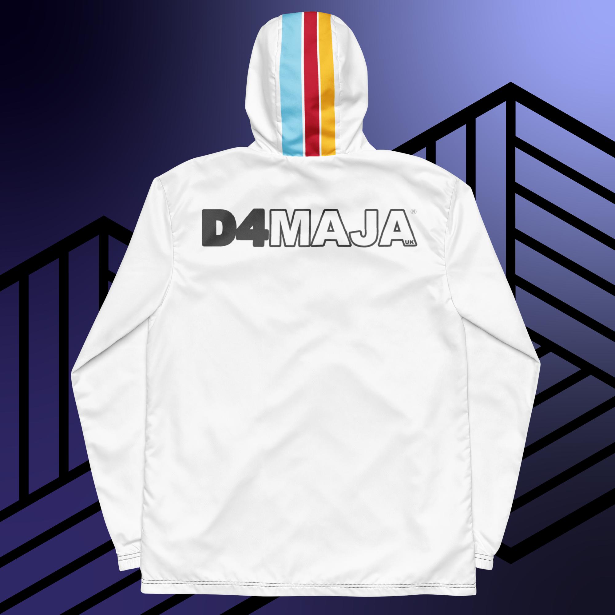 White logo styled windbreaker